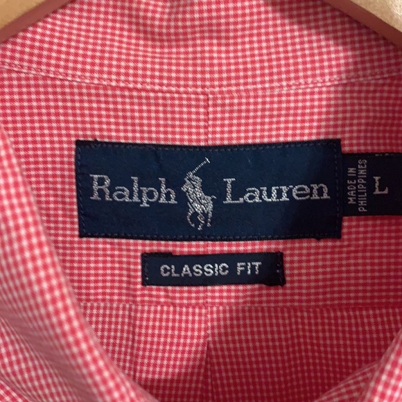 Ralph Lauren short sleeved button down shirt - L - Pink & white gingham - Picture 3 of 6